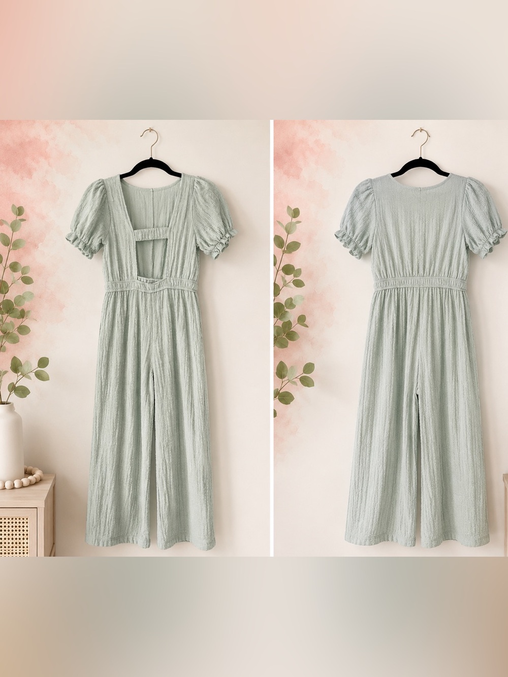 Zara Mint Green Textured Jumpsuit